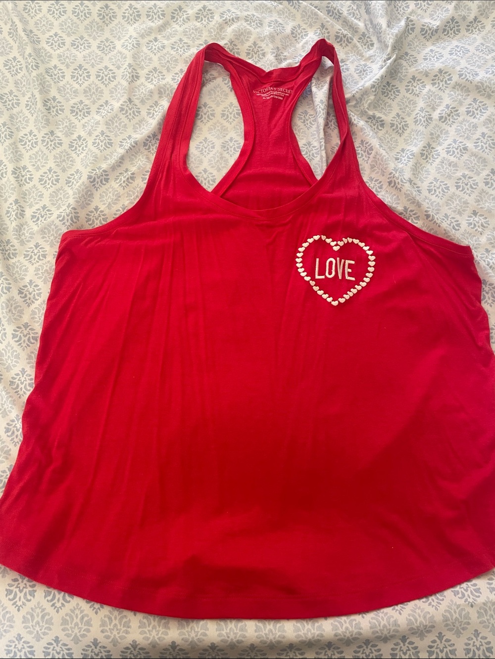 Victoria's Secret Red Racerback Tank with Heart 'LOVE' Graphic
